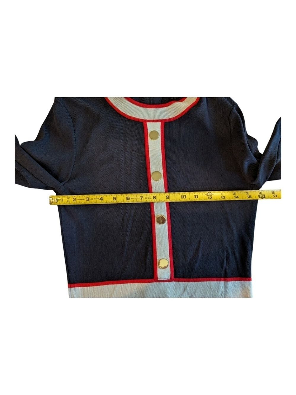 Alexia Admor Betty Red, Lte Blue & Navy color block knit dress Size Medium EUC - Picture 5 of 10